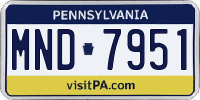 PA license plate MND7951