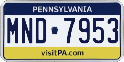 PA license plate MND7953
