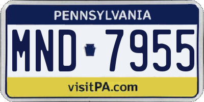 PA license plate MND7955