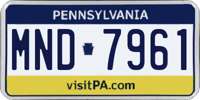 PA license plate MND7961