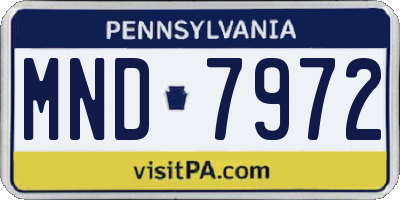 PA license plate MND7972