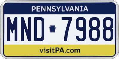 PA license plate MND7988