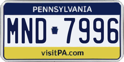 PA license plate MND7996