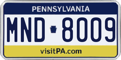 PA license plate MND8009