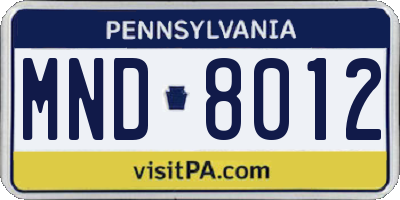 PA license plate MND8012