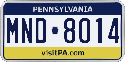 PA license plate MND8014