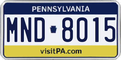 PA license plate MND8015