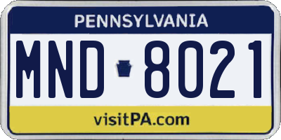 PA license plate MND8021