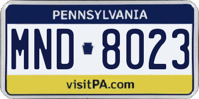 PA license plate MND8023