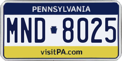 PA license plate MND8025