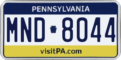 PA license plate MND8044