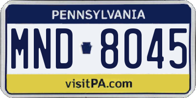 PA license plate MND8045