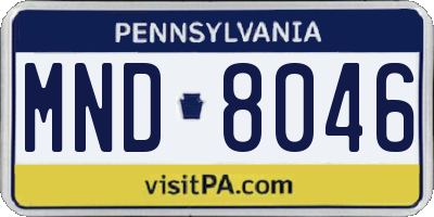 PA license plate MND8046