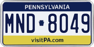 PA license plate MND8049