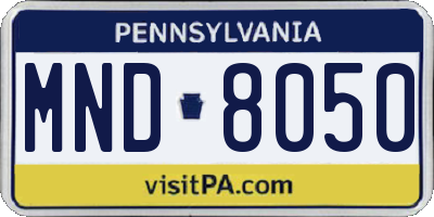 PA license plate MND8050