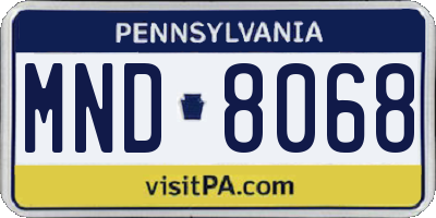 PA license plate MND8068