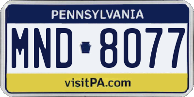 PA license plate MND8077