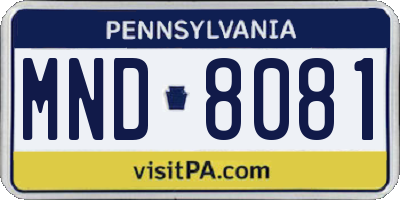 PA license plate MND8081