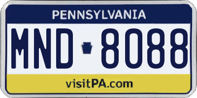 PA license plate MND8088
