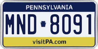 PA license plate MND8091