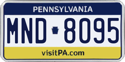 PA license plate MND8095