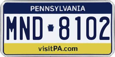 PA license plate MND8102