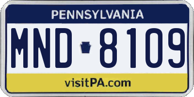PA license plate MND8109