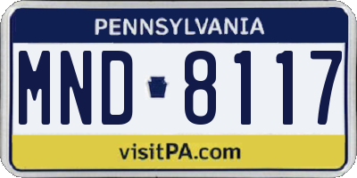 PA license plate MND8117