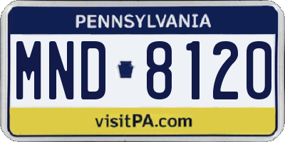 PA license plate MND8120