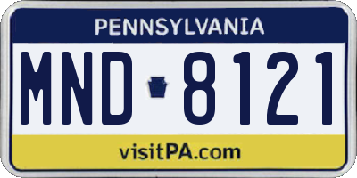 PA license plate MND8121