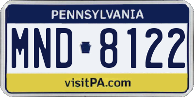 PA license plate MND8122