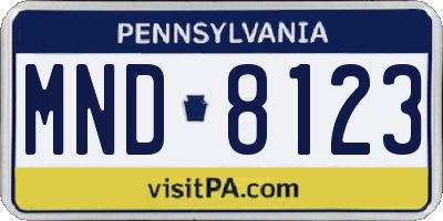 PA license plate MND8123