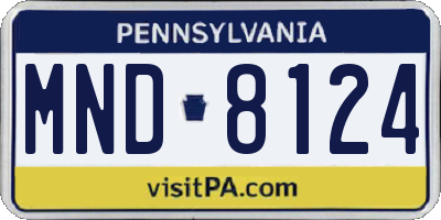 PA license plate MND8124