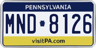 PA license plate MND8126