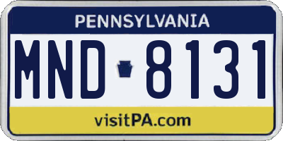 PA license plate MND8131