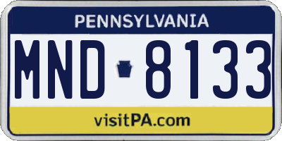 PA license plate MND8133
