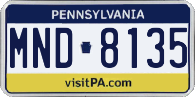 PA license plate MND8135
