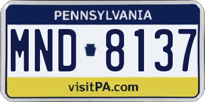 PA license plate MND8137