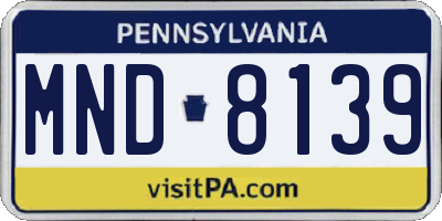 PA license plate MND8139