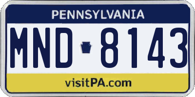 PA license plate MND8143