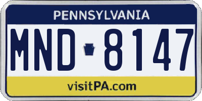 PA license plate MND8147
