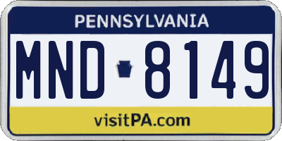 PA license plate MND8149