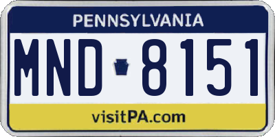 PA license plate MND8151