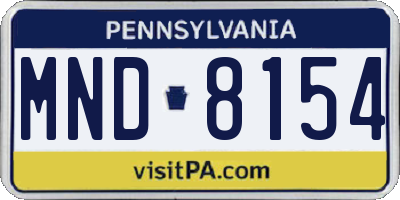 PA license plate MND8154
