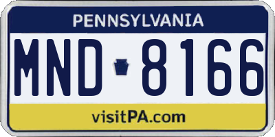 PA license plate MND8166