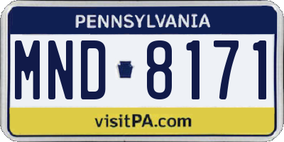 PA license plate MND8171