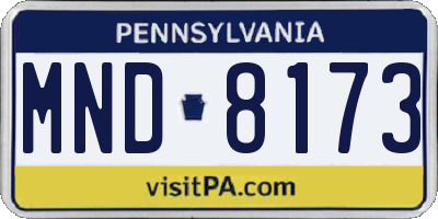 PA license plate MND8173