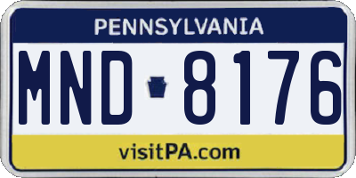 PA license plate MND8176