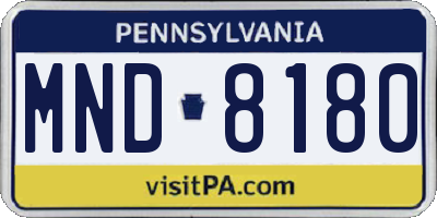 PA license plate MND8180