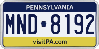 PA license plate MND8192
